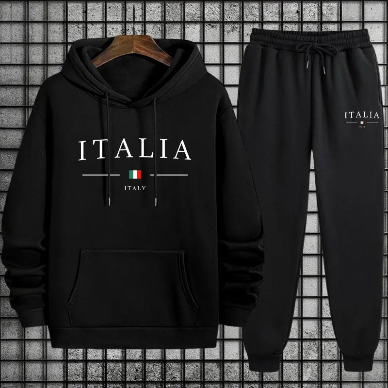 Tuta Da Uomo Di Qualità Con Cappuccio Monopezzo Felpe Con Stampa Streetwear Autunno Inverno Pantaloni