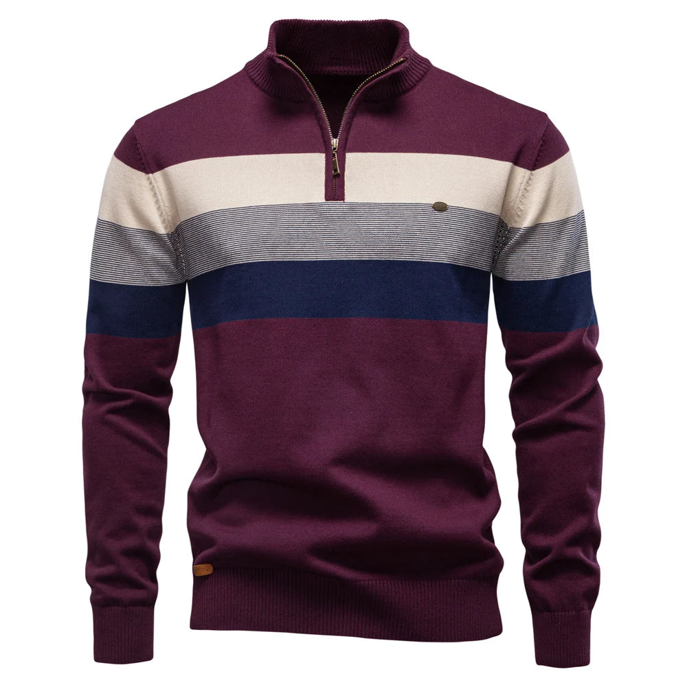 Maglione Uomo Cotone AIOPESON Zip Quarti Collo Lupetto Morbido Elasticizzato Inverno Per Uomo Stiloso
