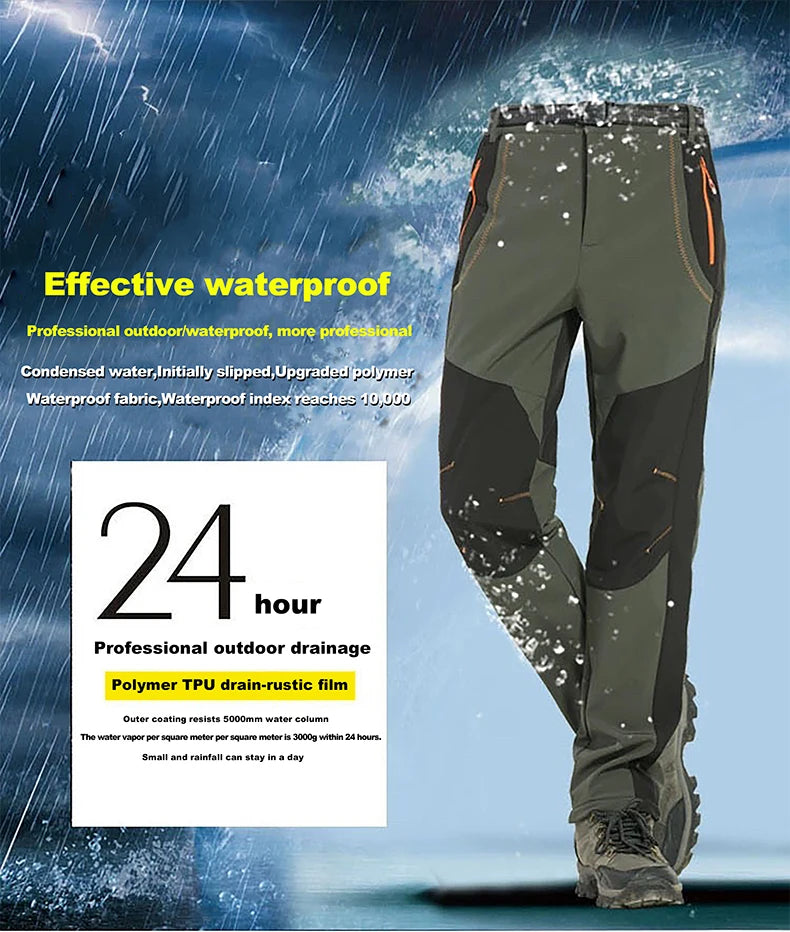 Pantaloni Invernali Da Uomo In Pile Per Trekking Impermeabili Caldi Da Campeggio All Aperto Soft Shell Antipioggia Antivento