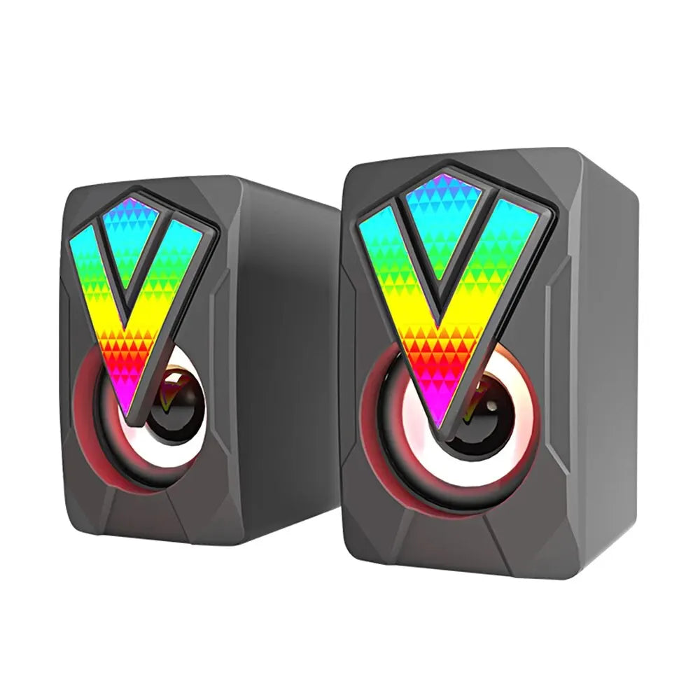 Altoparlanti Per Computer USB Cablati Con Luce LED Microfono Stereo HiFi 7.1 Canali Per PC Desktop