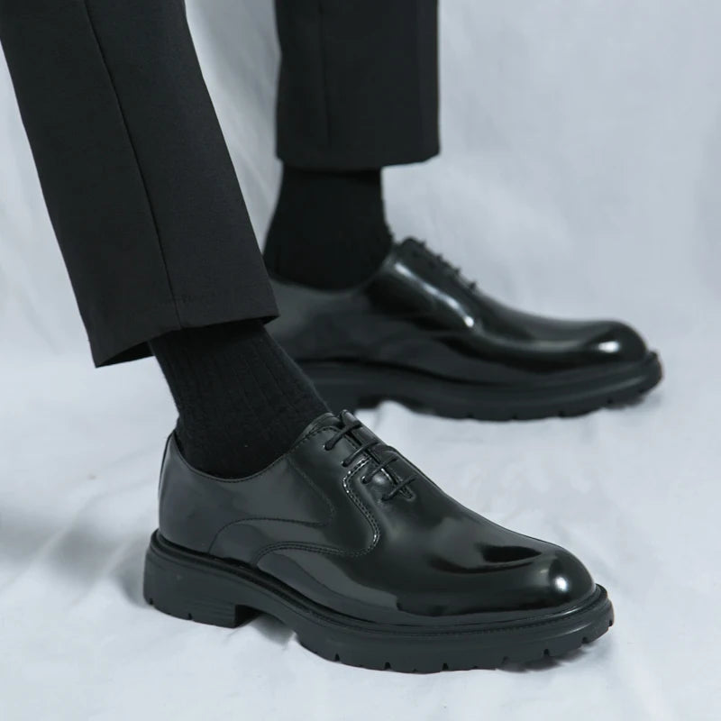 Scarpe Da Uomo In Pelle Con Suola Spessa Formali Da Lavoro Oxford Classiche Fatto A Mano Calzature Casual