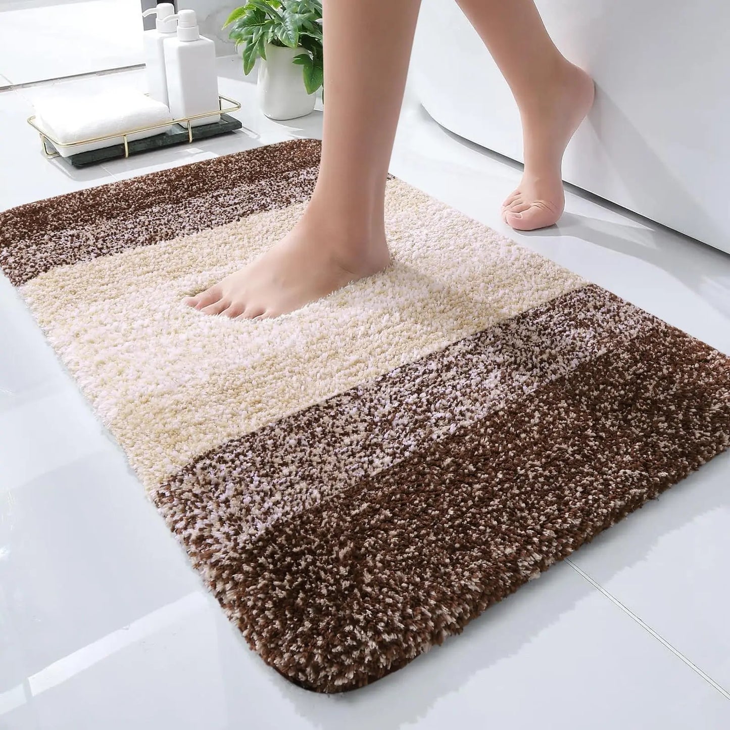 Kitinjoy Tappeto Da Bagno In Microfibra Assorbente Morbido Antiscivolo Shaggy Lavabile In Lavatrice