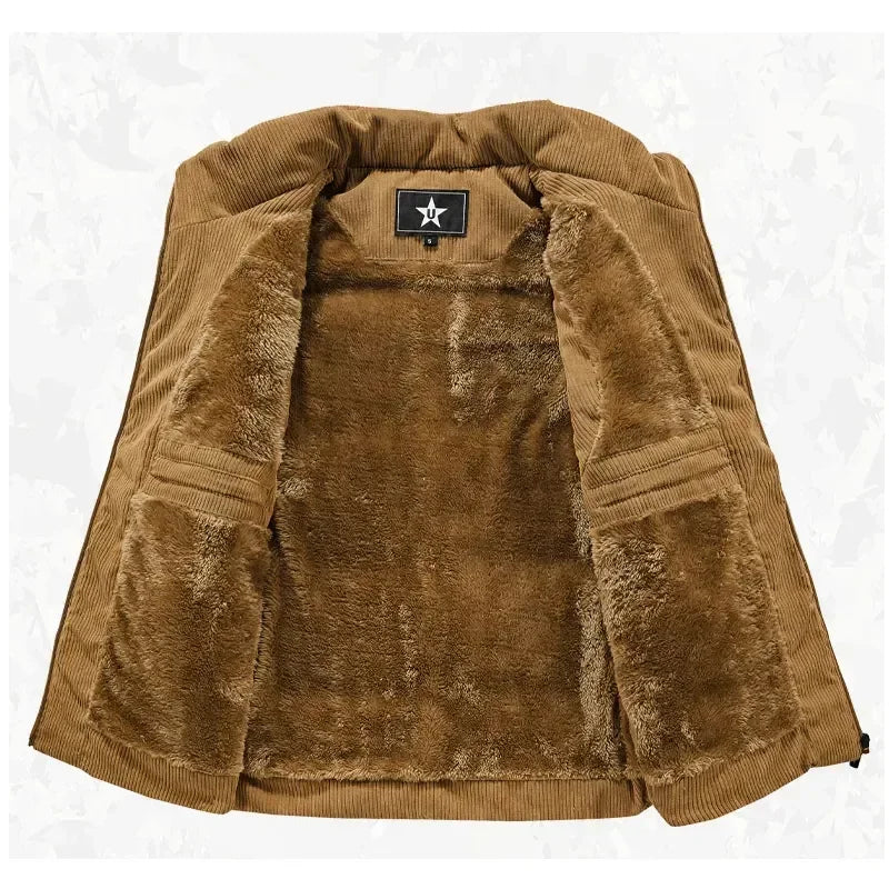 Gilet Pile Da Uomo Inverno Caldo Senza Maniche Con Colletto Quadrato Stile Esercito Abbigliamento