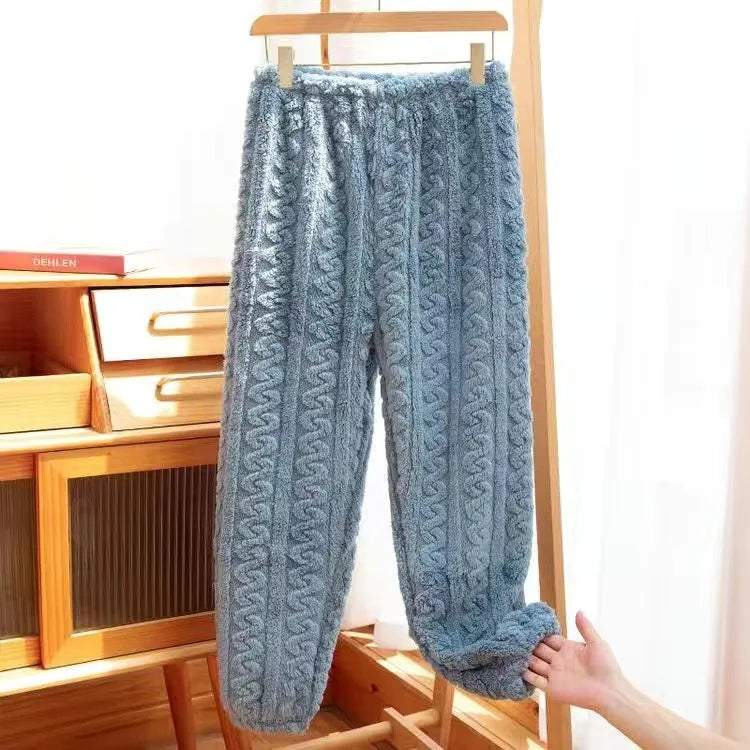 Pantaloni Da Notte Da Donna In Pile Di Corallo Peluche Caldo Autunno Inverno Pigiama Morbido E Confortevole