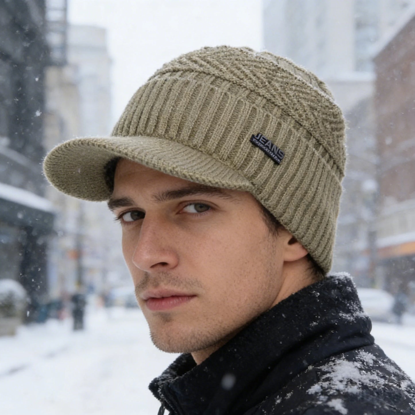 Cappello In Lana Per Uomo Autunno Inverno Lavorato A Maglia Con Visiera Imbottita Caldo E Confortevole