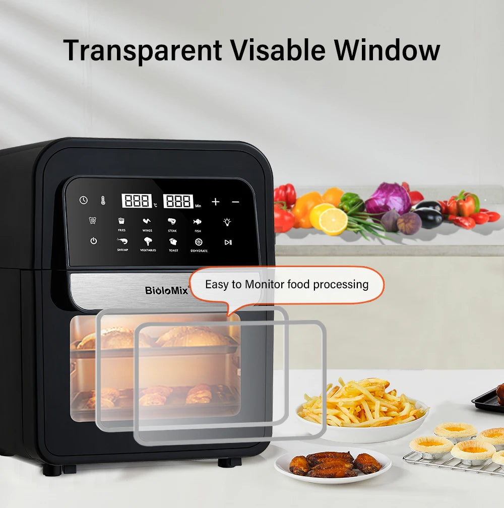 Friggitrice Ad Aria Multifunzionale BioloMix Da 7 Litri Senza Olio Forno Disidratatore Convezione Touch Screen