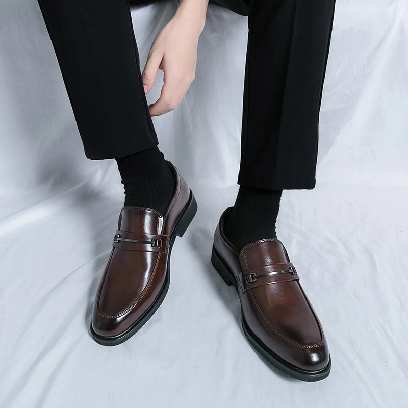 Scarpe Formali In Pelle Da Uomo Mocassini Slip On Classico Punta Tonda Traspirante Antiscivolo Per Ufficio Matrimonio