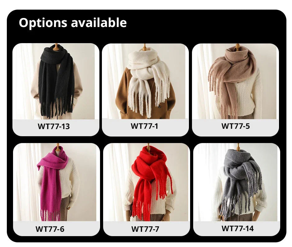 Sciarpa Invernale Per Donna Cashmere Caldo Pashmina Morbida Grande Scialle Con Nappa Poncho Lungo Echarpe