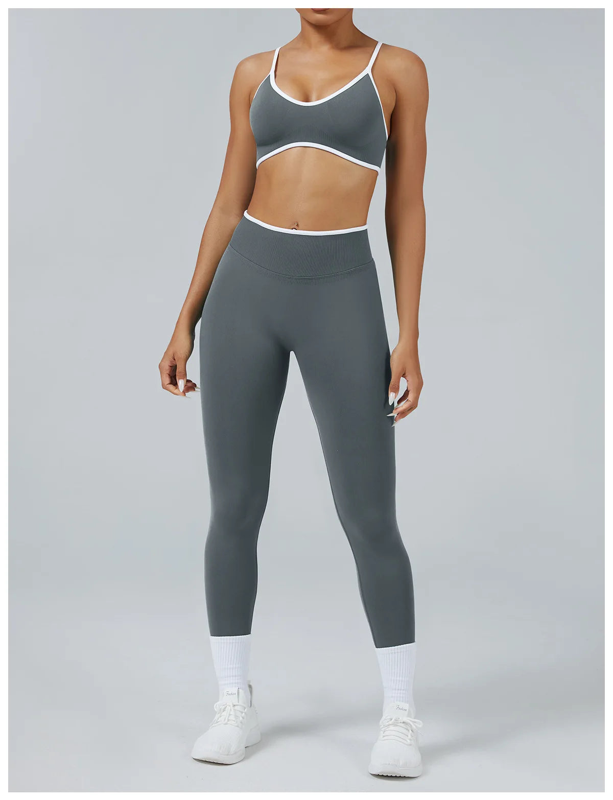 Set Fitness Da Donna 2 Pezzi Leggings Vita Alta Senza Cuciture E Reggiseno Sportivo Per Yoga Palestra Cardio Estivo