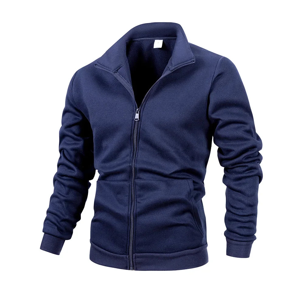 Giacca Uomo Con Cerniera Slim Fit Esterno Streetwear Tinta Unita Calda A Maniche Lunghe Per Primavera Autunno