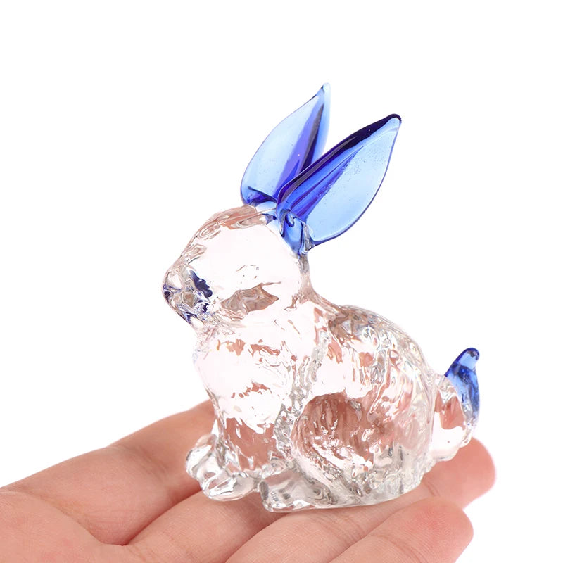 Figurine Fatte A Mano Degli Animali Mascotte Coniglio In Vetro Cristallo Ornamenti Per Tavolo Ufficio Soggiorno