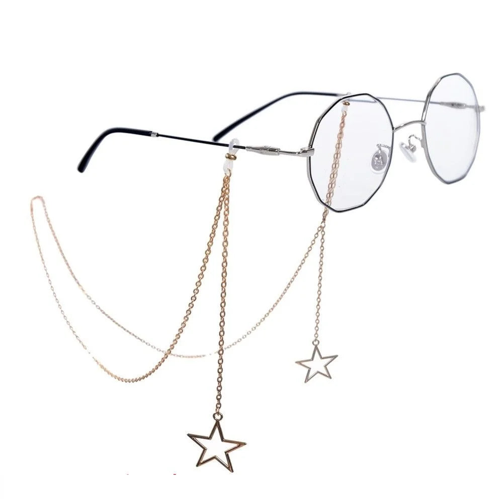 Nuova Moda Per Donne Catena Occhiali Con Perle E Stelline Vuote Tracolla Cordino Per Occhiali Da Sole E Lettura