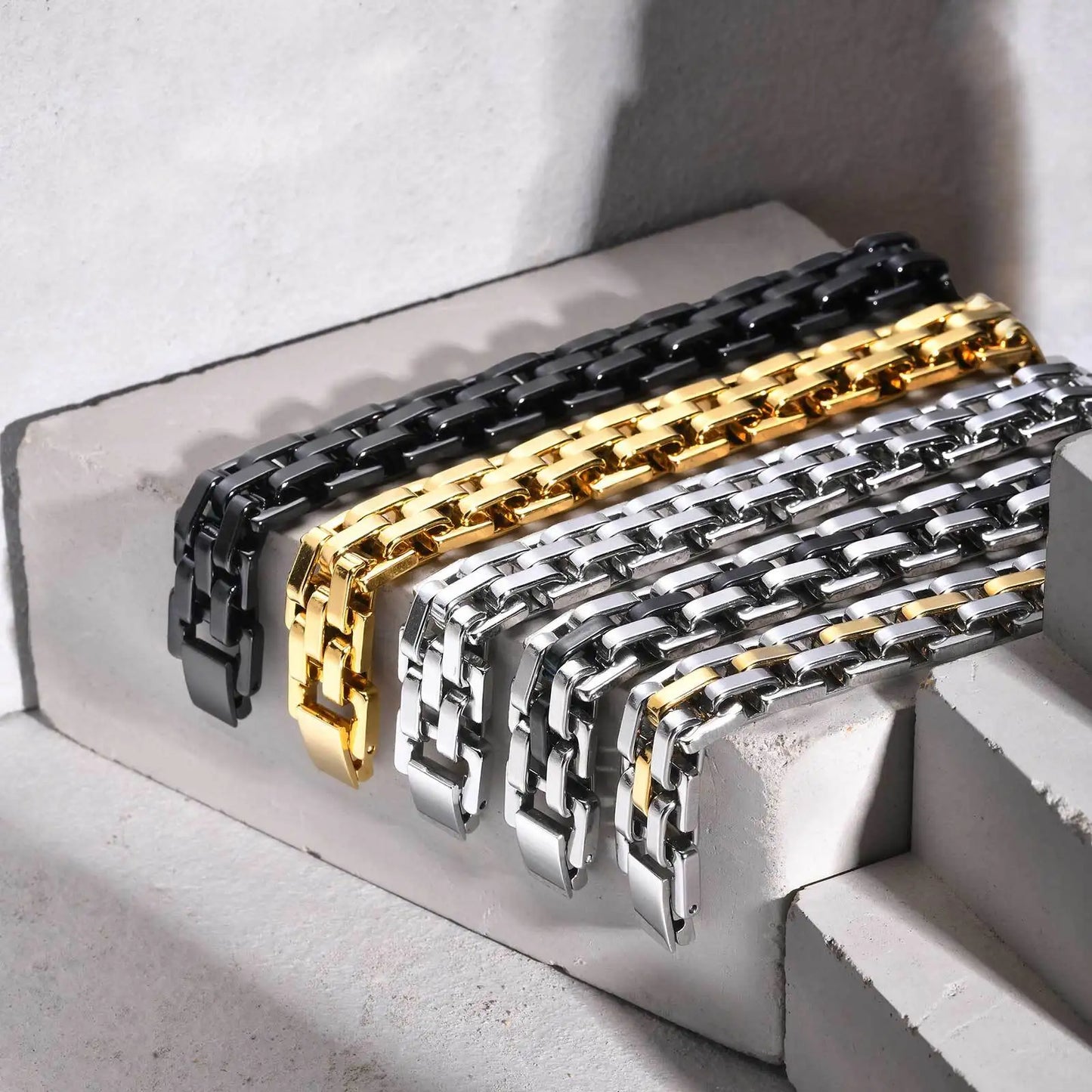Braccialetto A Catena Con Cinturino Alla Moda In Acciaio Inossidabile Per Uomo 10 Mm Regalo Festa Del Papà