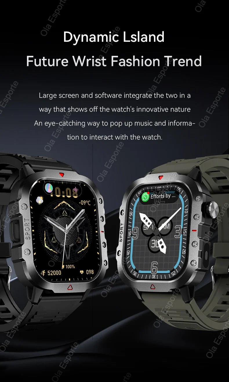 Smartwatch Militare Per Uomo 2026 IP67 3ATM GPS Bluetooth Salute Pressione Sanguigna Chiamate