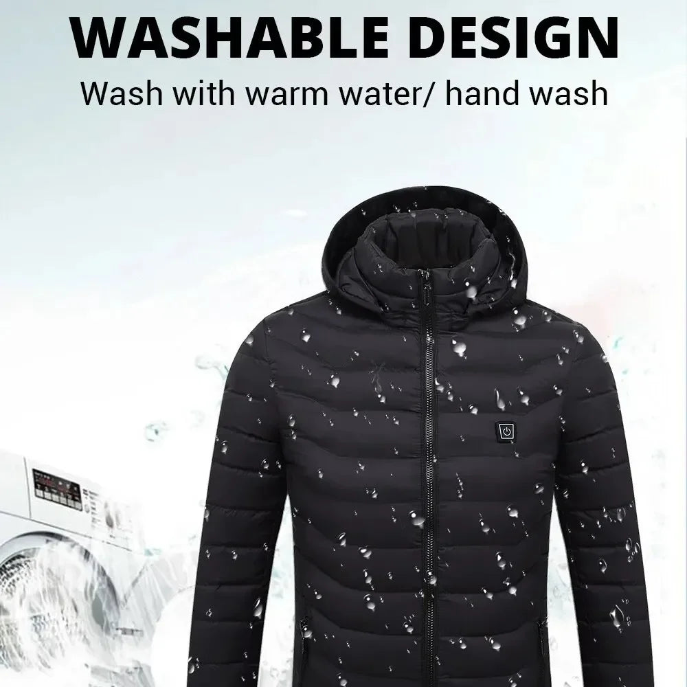 Giacca Riscaldata Unisex USB Termica Invernale Campeggio Sci Cotone Lavato Calda Leggera