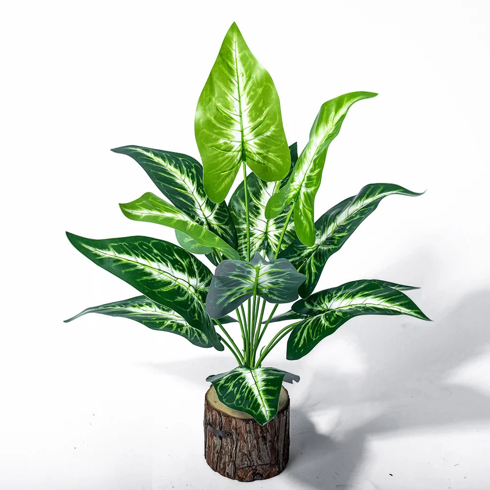 Foglie Artificiali di Monstera 43 Cm Albero Verde Piante Finte Tropicali Decorazione per Giardino di Casa