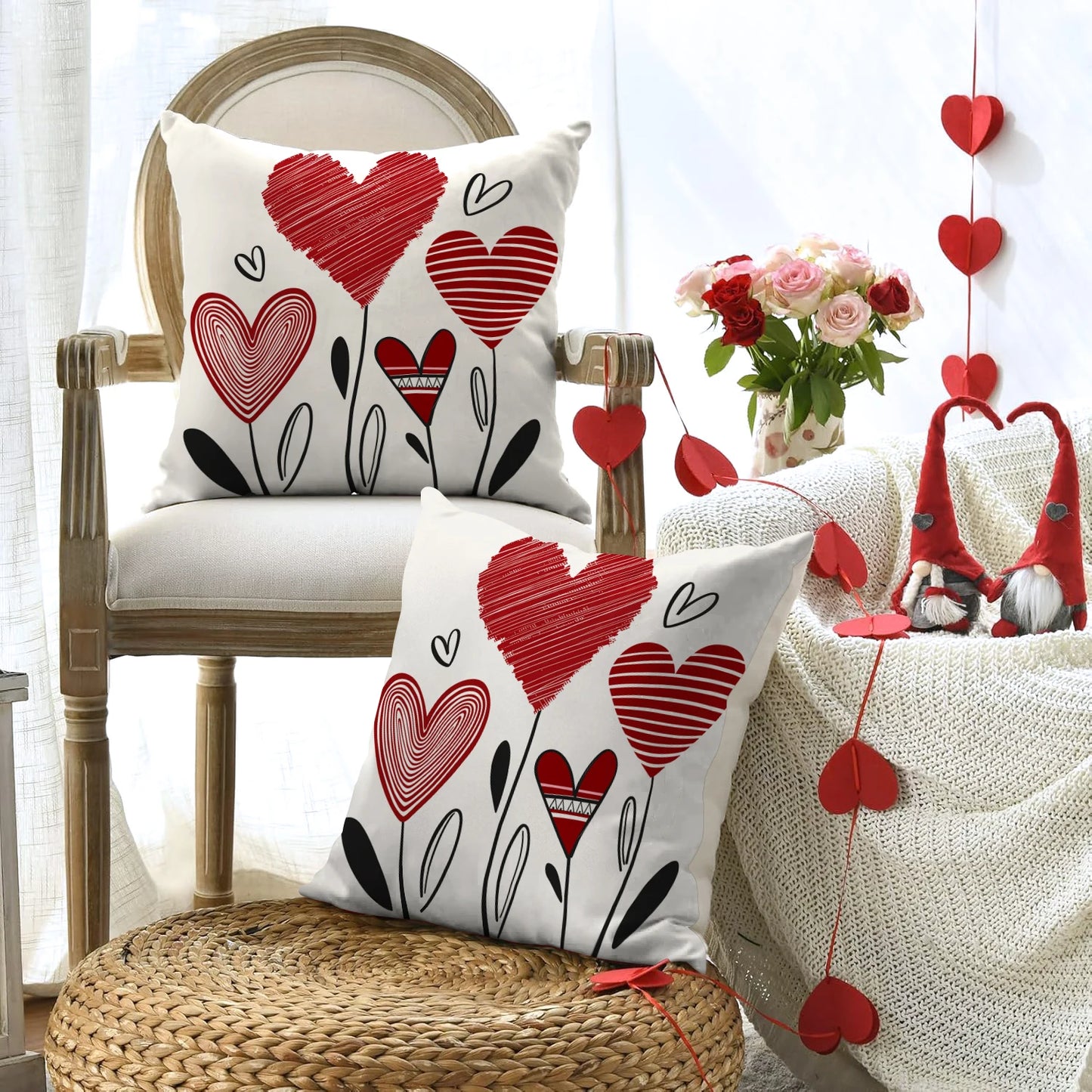 Due Fodere Per Cuscino San Valentino Con Busta D Amore Per Decorazione Divano E Anniversario Di Matrimonio
