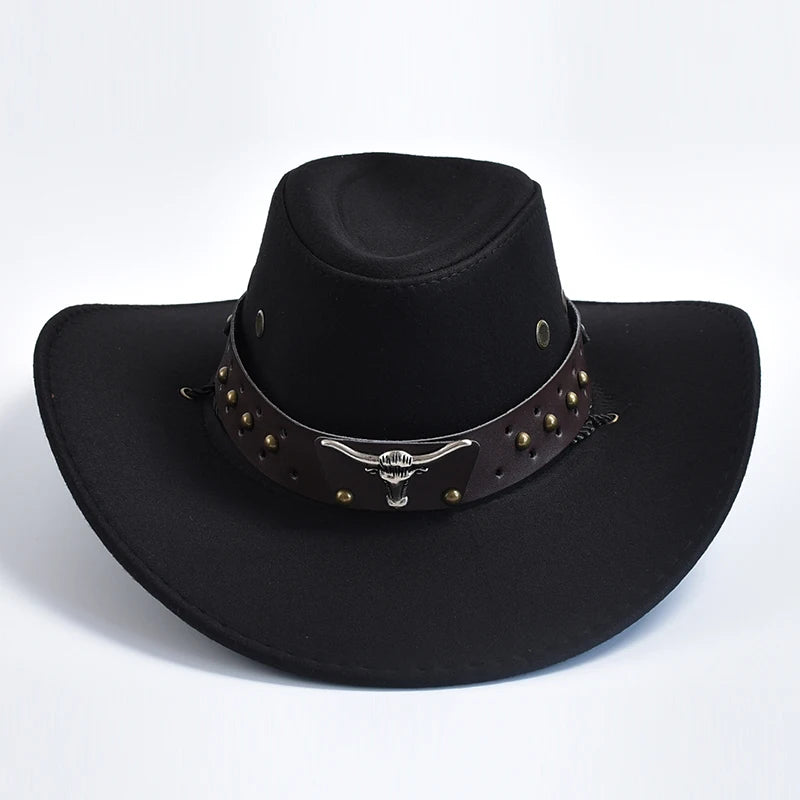 Cappello Da Cowboy In Pelle Scamosciata Artificiale Unisex Vintage Con Grande Bordo Per Cosplay E Feste