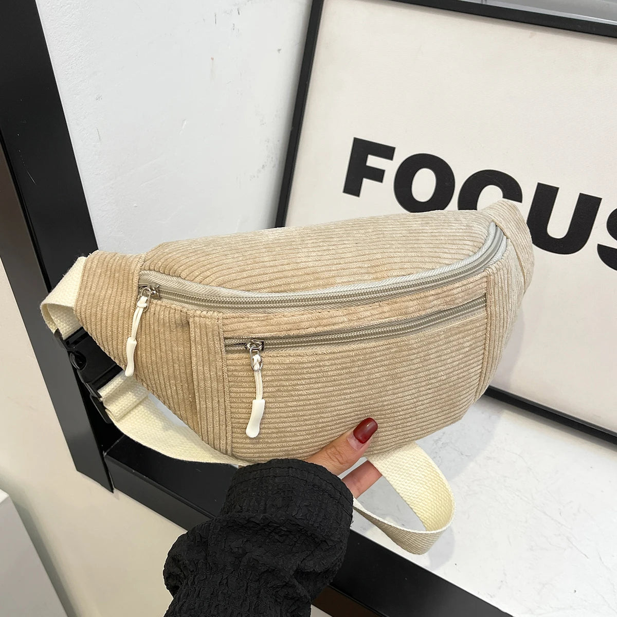 Marsupio Da Donna In Velluto A Coste Borsa A Tracolla Per Studenti Cintura Per Telefono Moda