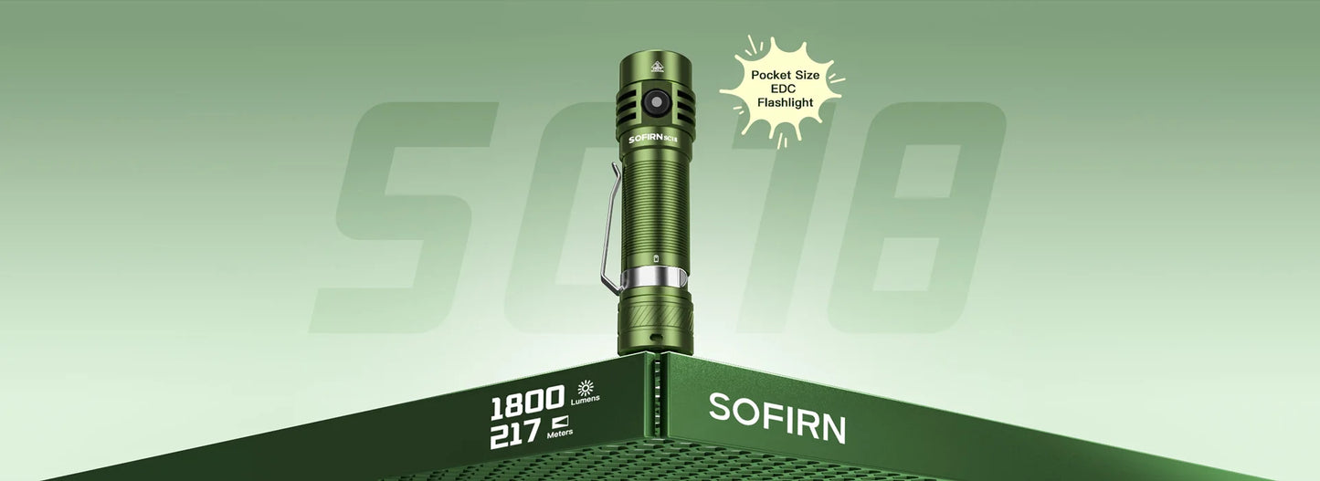Sofirn SC18 1800lm Torcia EDC USB C Ricaricabile SST40 LED 18650 Ottica TIR Lente Lanterna Indicatore di Alimentazione
