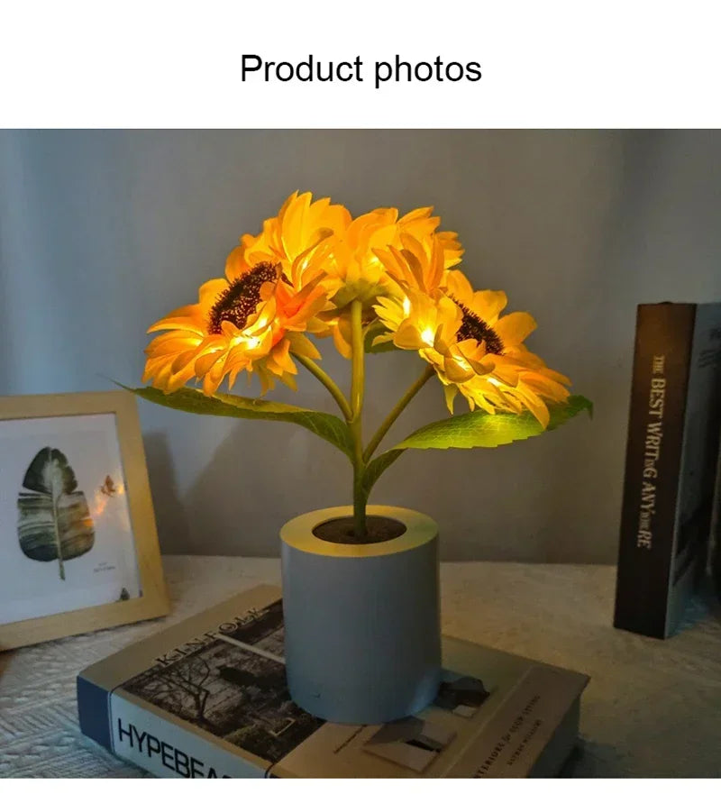 Set Di 3 Luci Notturne LED Ricaricabili Tema Girasole Per Camera Da Letto Comodino Lampade Da Tavolo