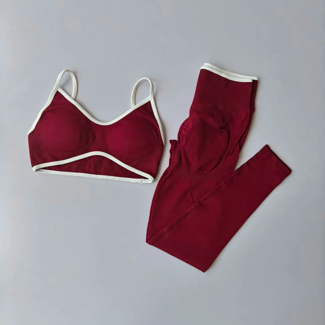 Set Da Allenamento Donna In Due Pezzi Leggings Senza Cuciture Vita Alta E Reggiseni Sportivi Con Spalline