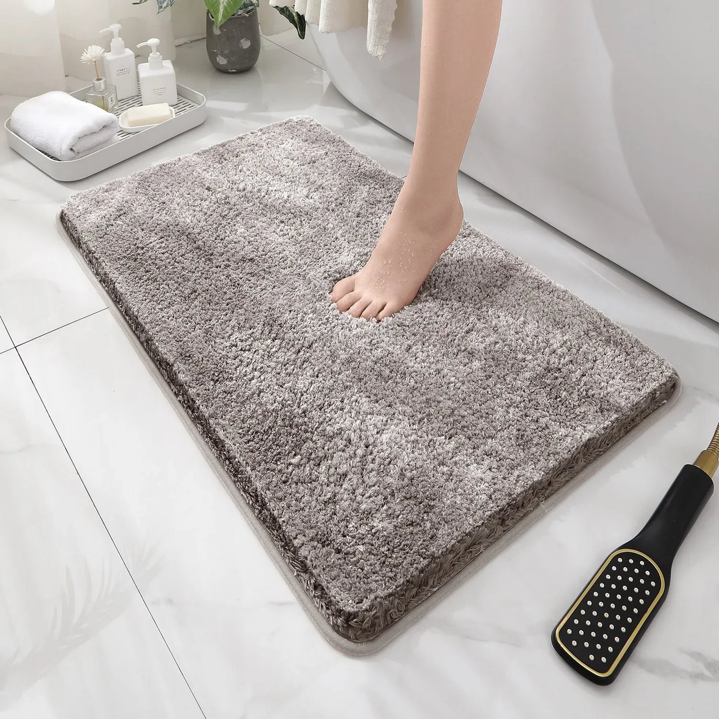 Tappetino Da Bagno Arrotondato E Ispessito Antiscivolo Peluche Assorbente Per Vasca E Per Porta D Ingresso