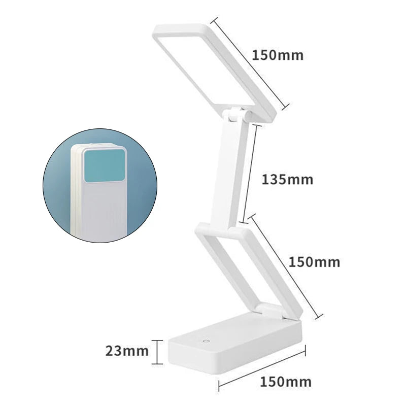 Lampada Da Scrivania LED Pieghevole Con Batteria Ricaricabile Protezione Degli Occhi Per Portatile Grandi Dimensioni