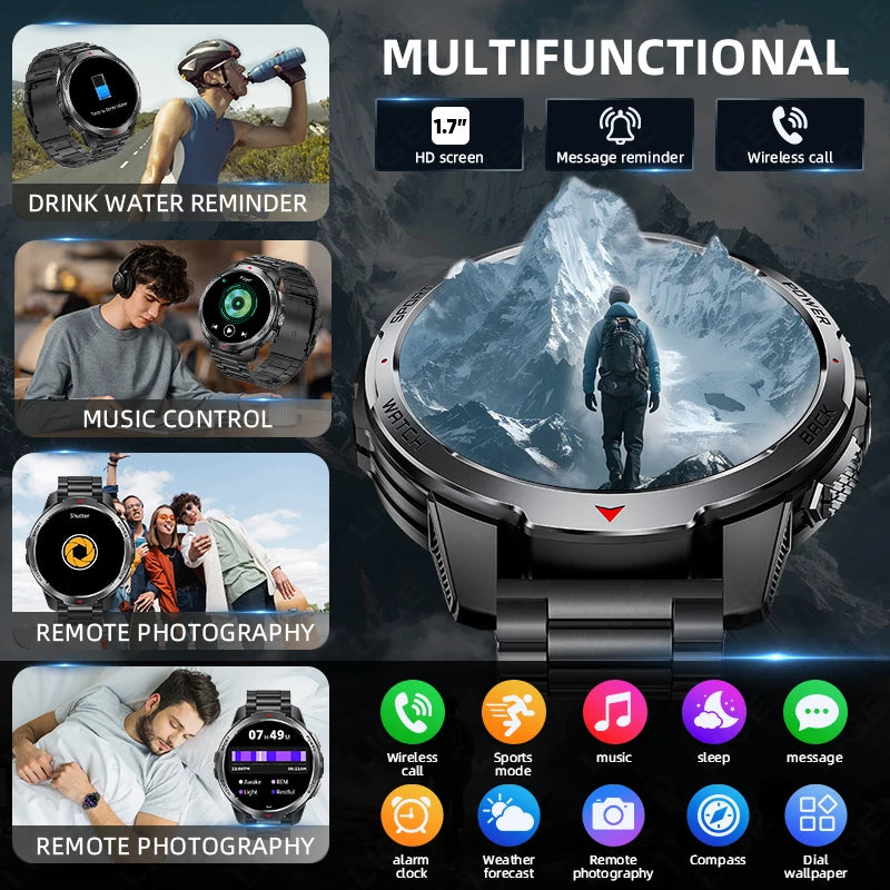 LIGE Smartwatch Da Uomo Bluetooth Chiamata Impermeabile 3ATM Batteria 1100mAh Bussola Esterna Per Sport Fitness
