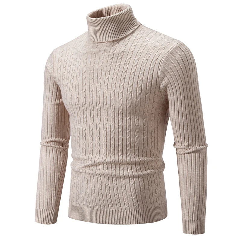 Maglione Dolcevita Uomo Lana Caldo Lavorato A Maglia Tinta Unita Inverno Casual Outdoor Top