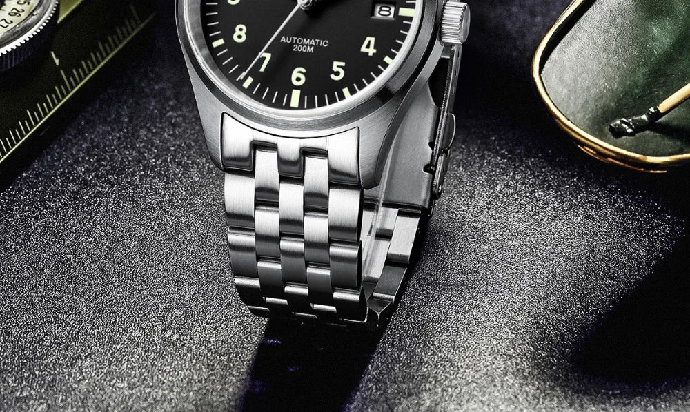 Orologio Meccanico Con Zaffiro 39mm Movimento 8215 Giappone Automatico Da Uomo Impermeabile 200m Luminoso Pilota Retrò