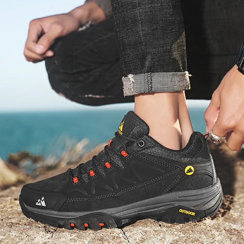 Hikeup Scarpe Da Uomo In Pelle Impermeabili Da Lavoro Invernali Antiscivolo Lusso Moda Stivali Da Uomo