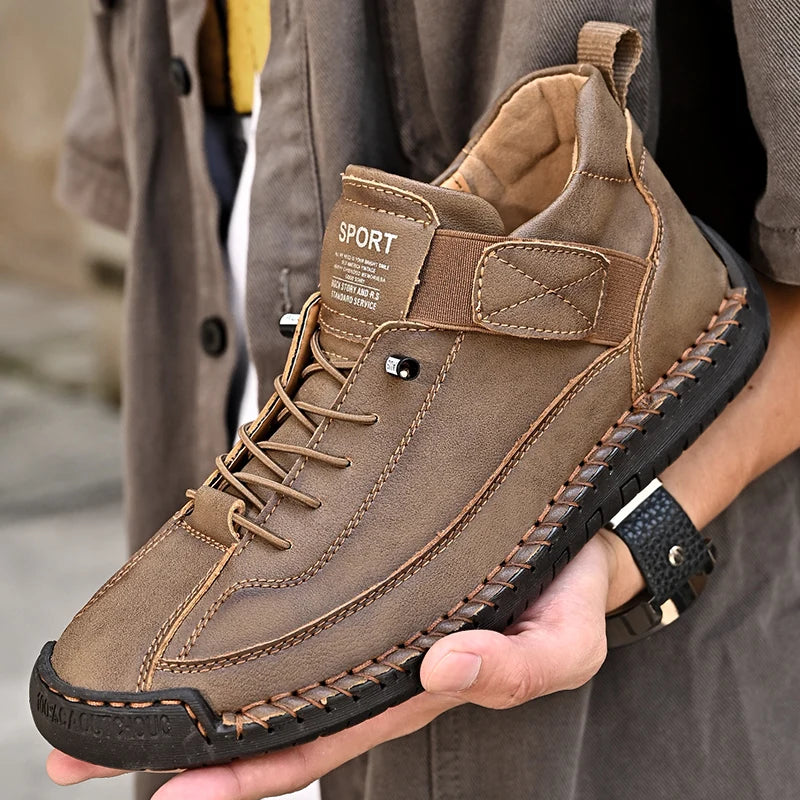 Stivali Da Uomo Primavera Autunno In Pelle Cuciti A Mano Lusso Retro In Stile Britannico Taglie Forti