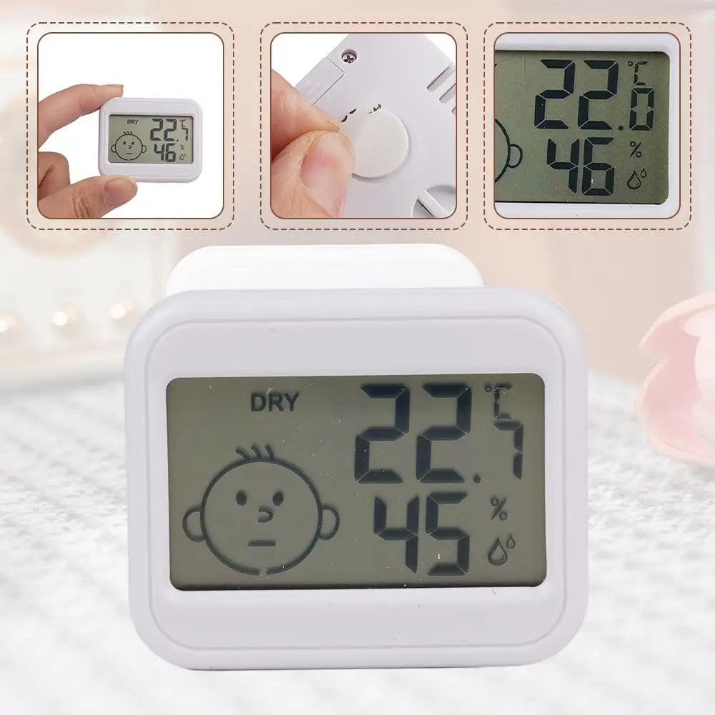 Mini Termometro Digitale LCD Igrometro Orologio Elettronico Misuratore Umidità e Temperatura