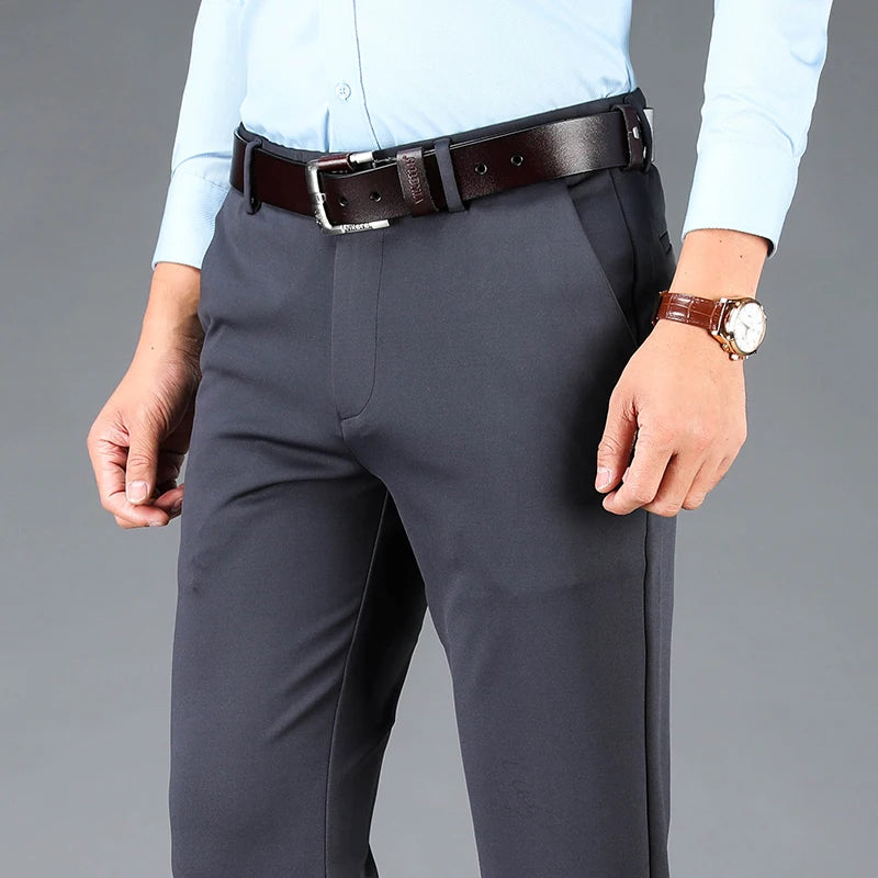 Pantaloni Da Uomo Eleganti Dritti Largi Elasticizzati Per Lavoro Casual Grandi Dimensioni Primavera Autunno