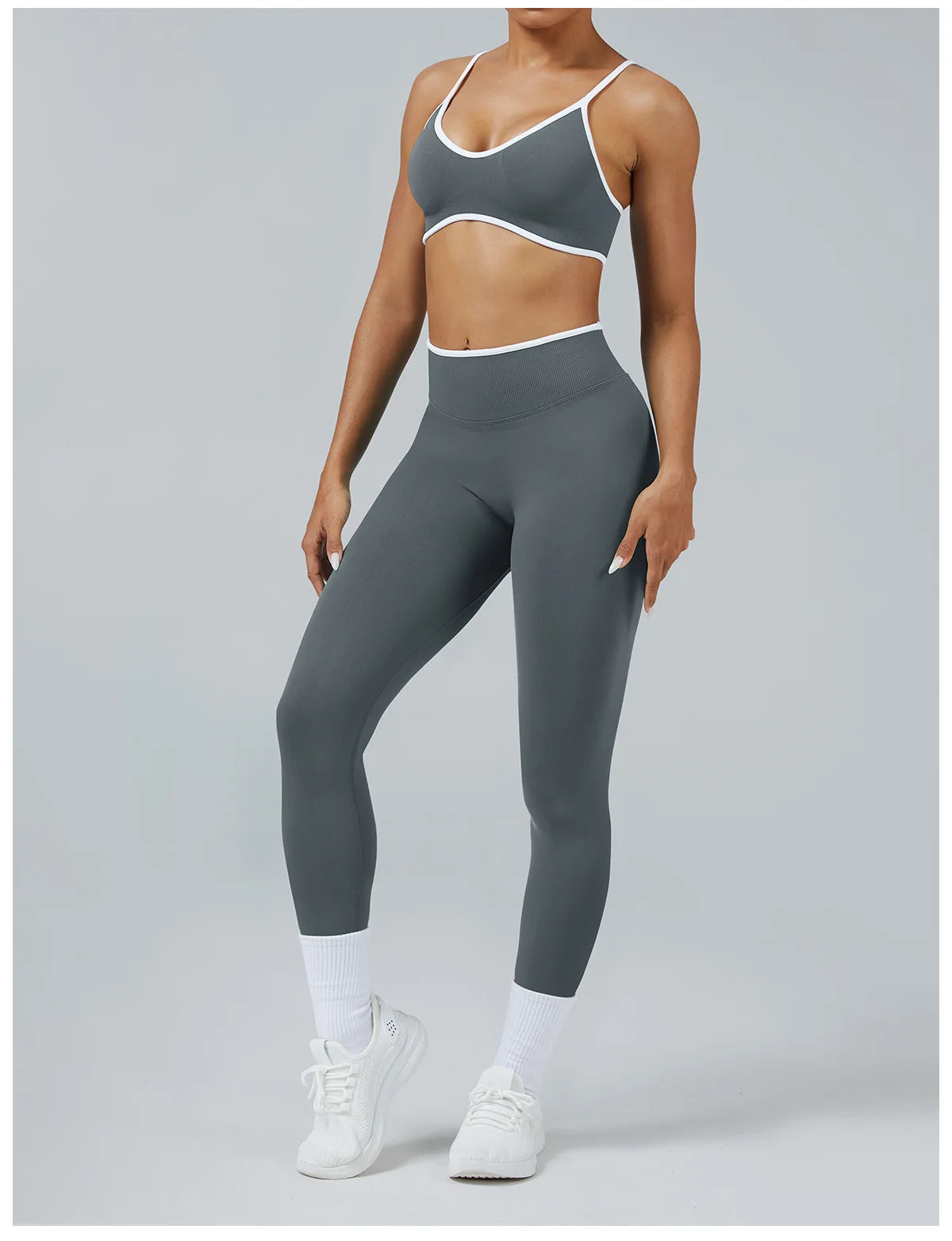 Set Fitness Da Donna 2 Pezzi Leggings Vita Alta Senza Cuciture E Reggiseno Sportivo Per Yoga Palestra Cardio Estivo