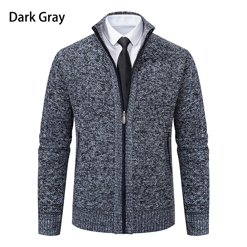Cappotto Sportivo Casual Da Uomo In Jersey Autunno Inverno Con Colletto Alla Coreana E Cerniera Frontale In Pile