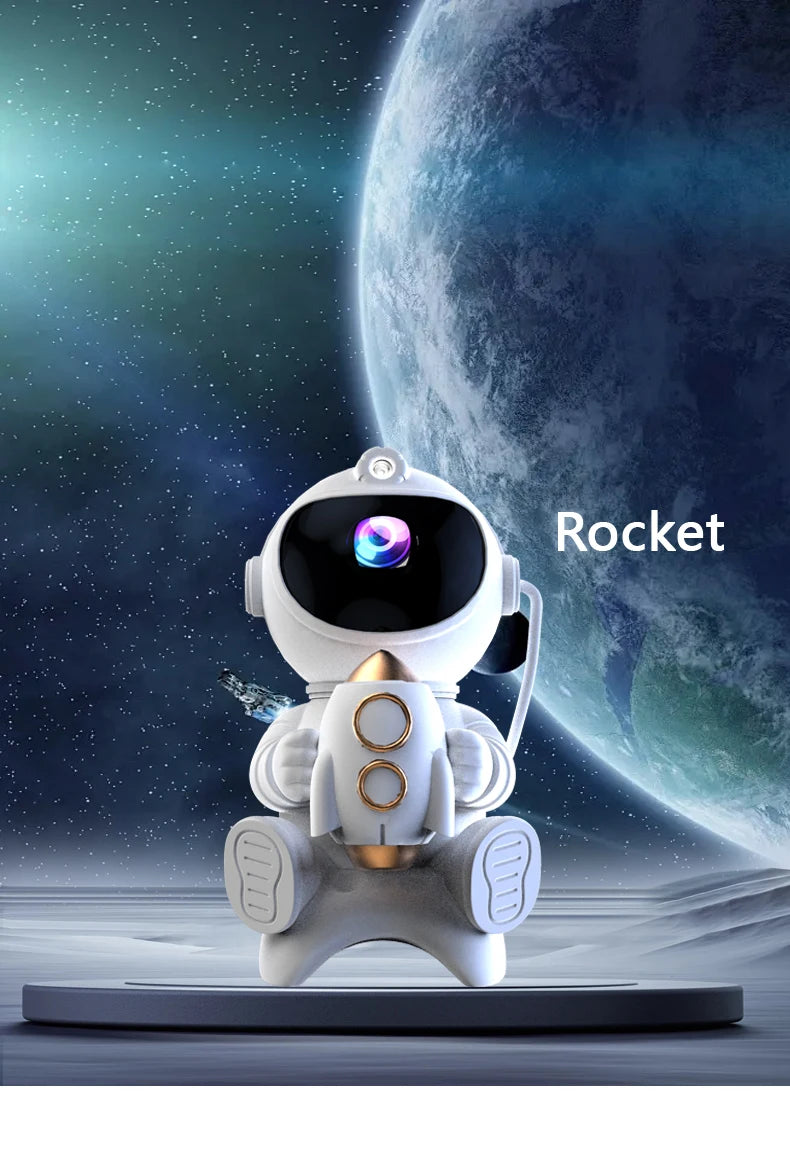 Proiettore galassia astronauta Proiettore luce notturna stella e luna Timer remoto Bluetooth 360 ° Angolo regolabile per regalo per bambini in camera da letto