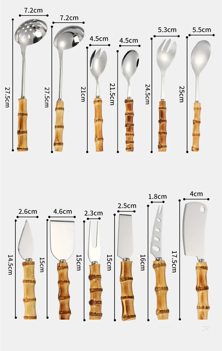 Pala Frittura In Acciaio Inossidabile Con Manico In Bambù Naturale E Cucchiaio Zuppa Giapponese Set Utensili Cucina