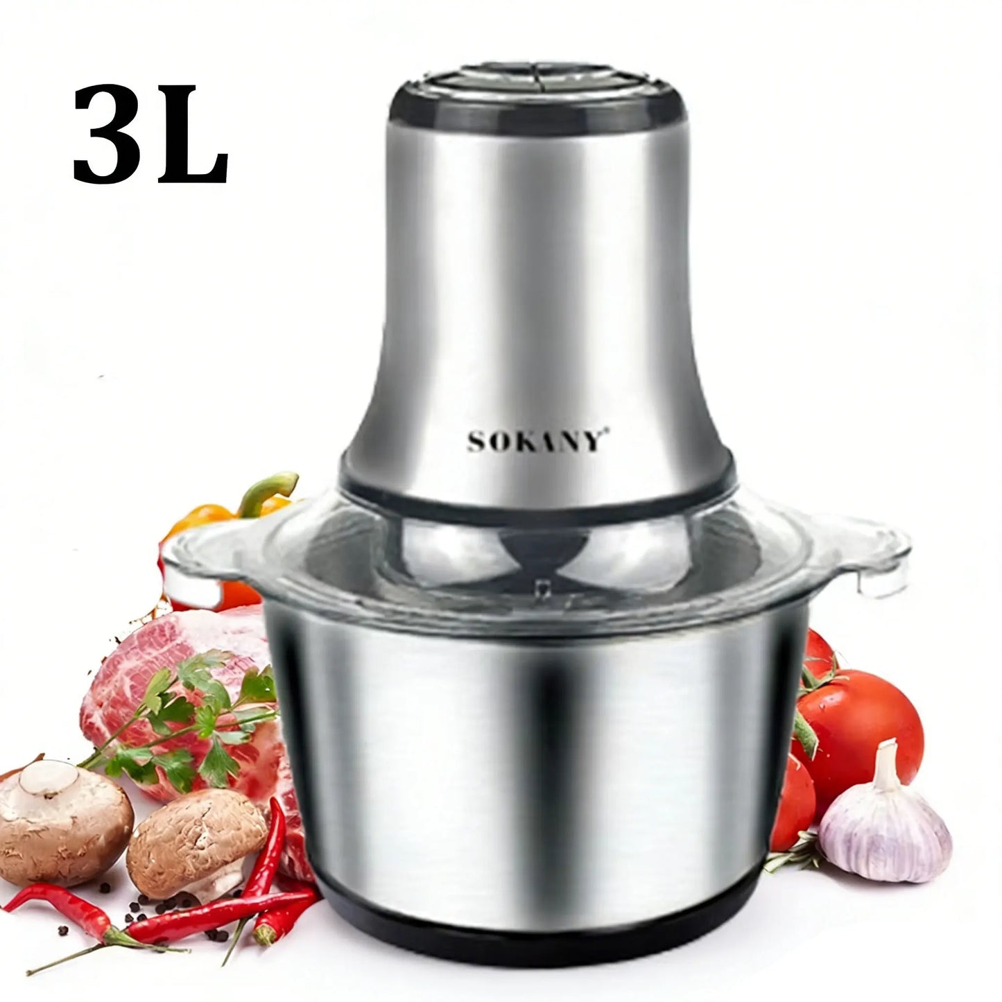 Tritacarne Elettrico 800W 3L Multifunzione Robot Da Cucina In Acciaio Inox Verdure Chopper Affettatrice Macchina Casa