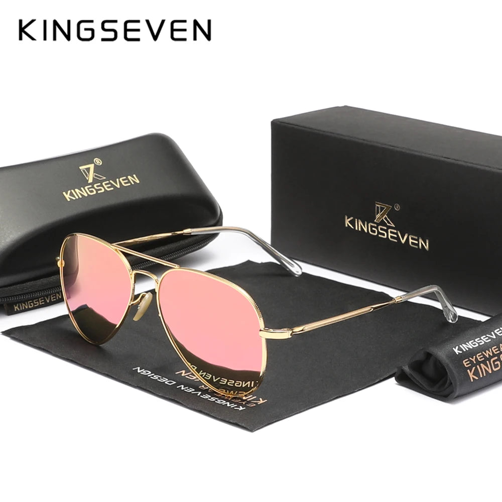 Kingseven Occhiali Da Sole Pilota In Lega Polarizzati UV400 Antiriflesso Full Frame Da Donna Lusso Retrò