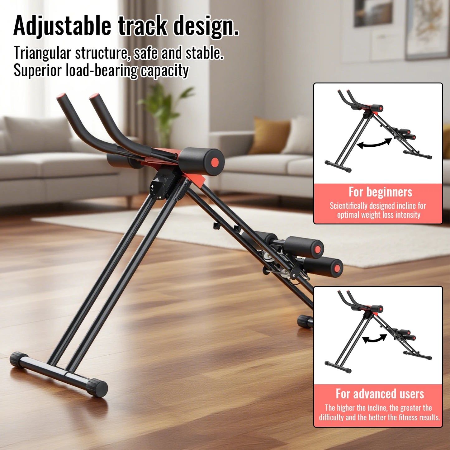 Allenatore Addominale Compatto HGTUGO a 5 Livelli Regolabili Antiscivolo Ergonomico per Allenamento a Casa