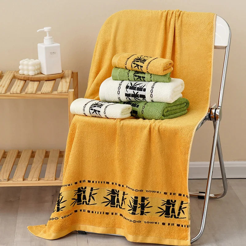Inyahome Asciugamani Da Bagno A Mano In Fibra Di Bambù Ad Asciugatura Rapida Con Ricamo Jacquard Per Docce E Palestra