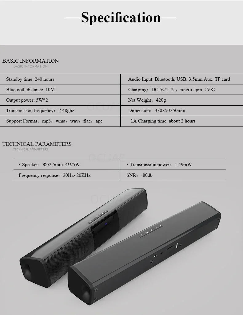 Barra Audio Portatile Potente Altoparlante Bluetooth Senza Fili Surround Stereo Per TV Subwoofer Radio FM Caixa De Som