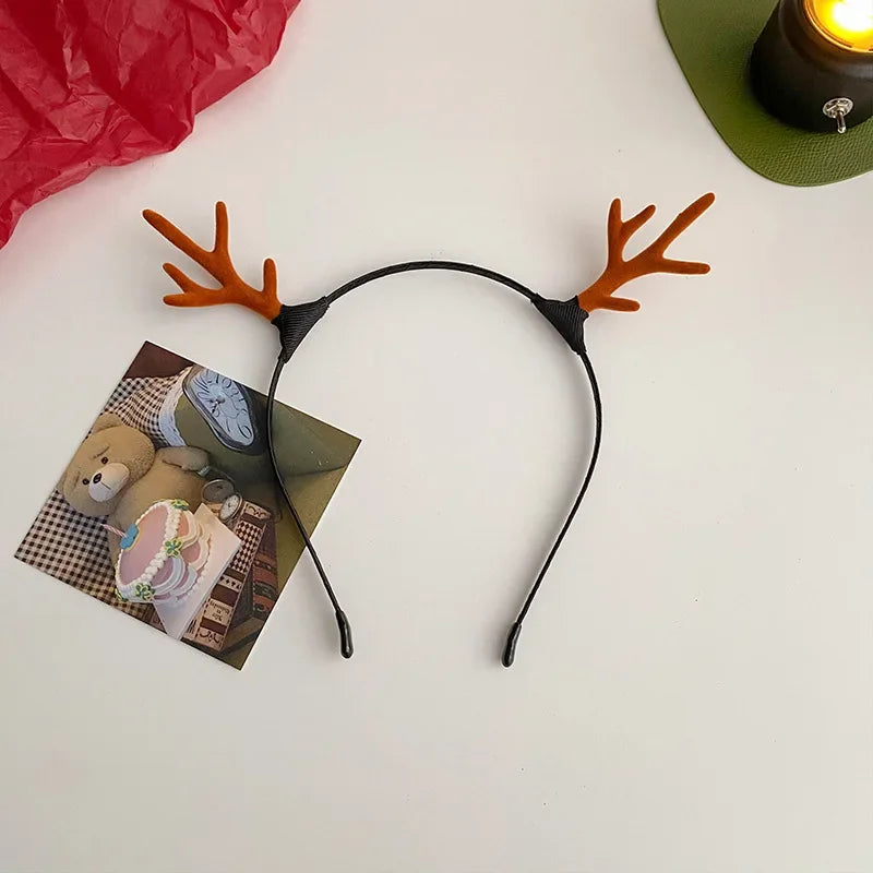Fascia Natalizia Corna Di Renna Con Fiore Copricapo Per Capelli Per Bambini Adulti Natale Halloween Cosplay