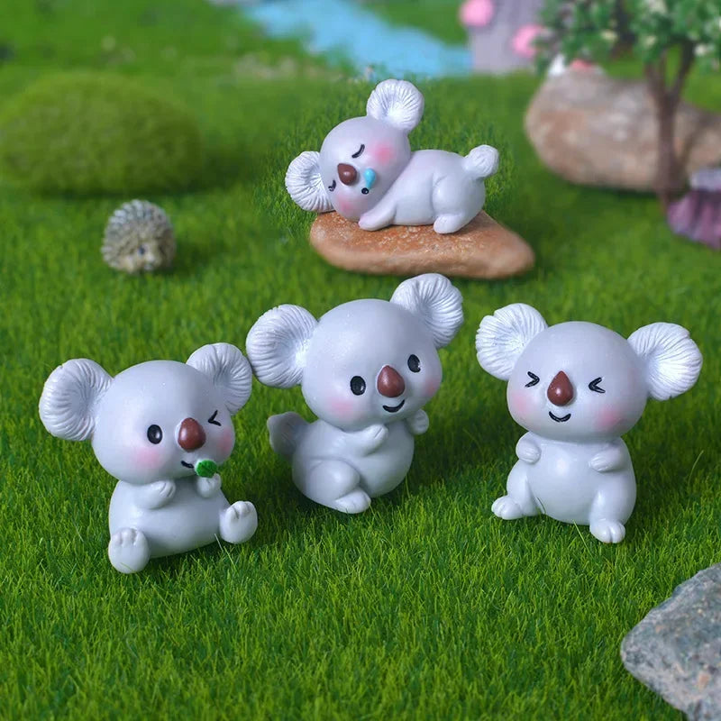 Figurine Di Koala In Resina Cartone Animato Paesaggio Decorazioni Domestiche Per Camera E Scrivania Set 4 12 20 Pezzi