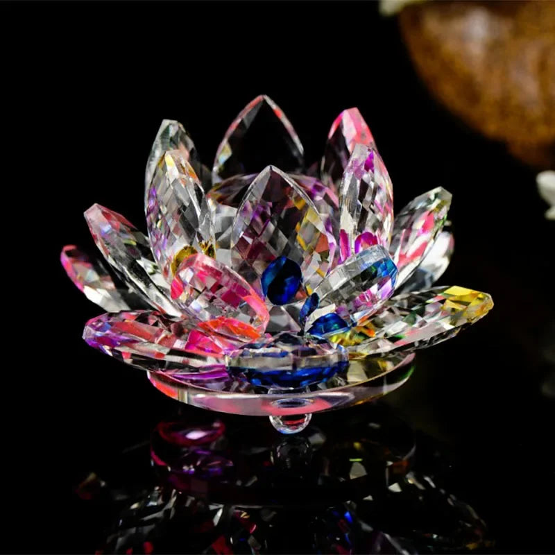 Fermacarte In Cristallo Di Quarzo Fiore Di Loto 80mm Artigianato In Vetro Feng Shui Decorazioni Per Casa Regalo