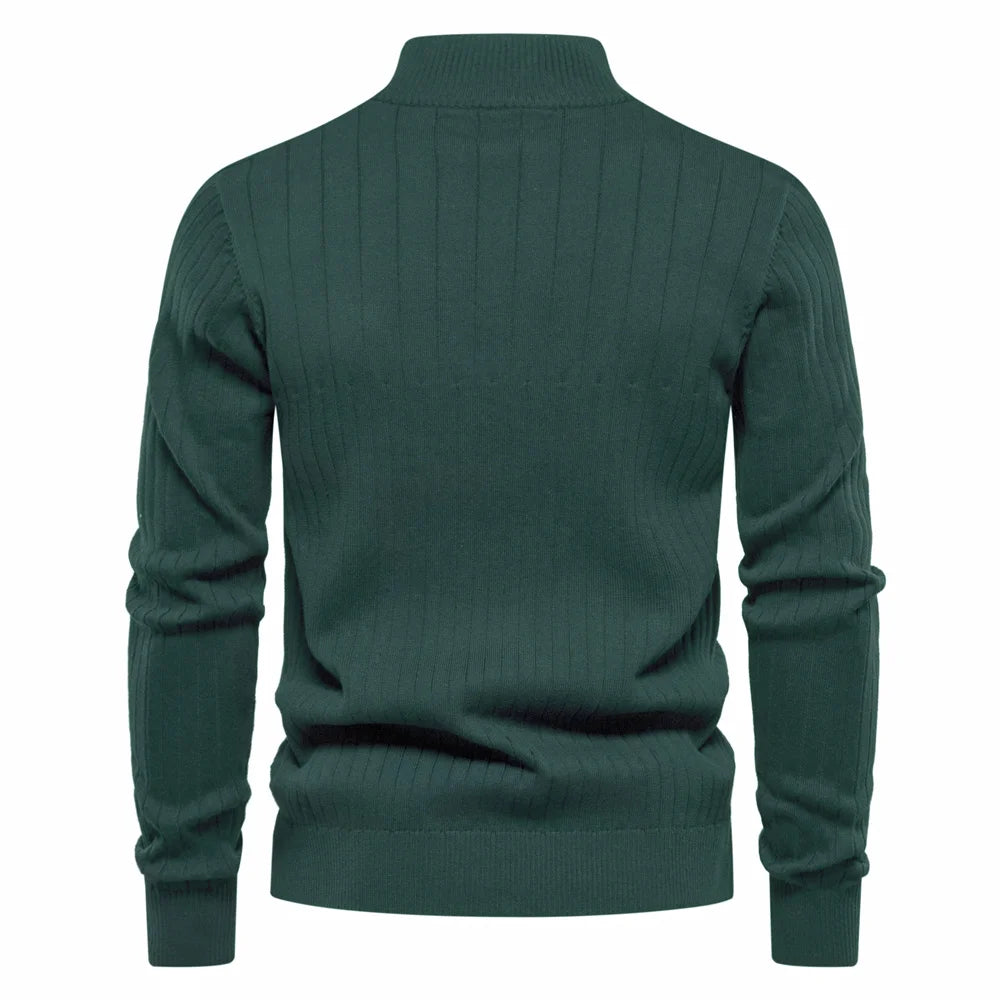 Maglione Uomo Cotone Con Cerniera Autunno Inverno Colletto Coreano Alta Qualità Caldo