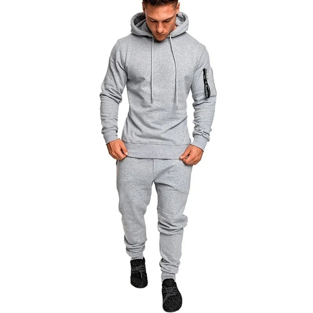 Set Abbigliamento Sportivo Da Uomo Due Pezzi Felpa Con Cappuccio Tattico Militare Pantaloni Traspirante Caldo Jogging