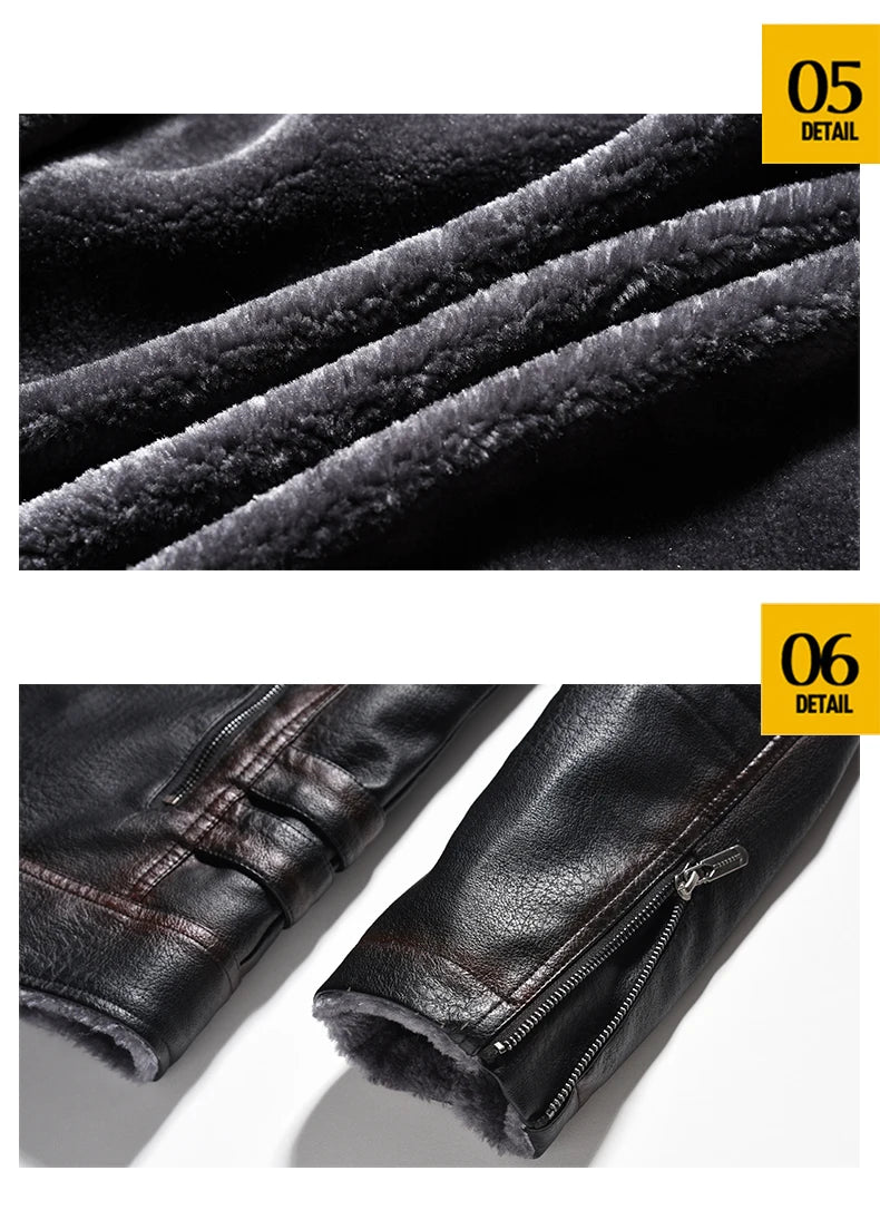 Cappotto Invernale Da Uomo In Pelle PU Addensata Peluche Caldo Retro Stile Urbano